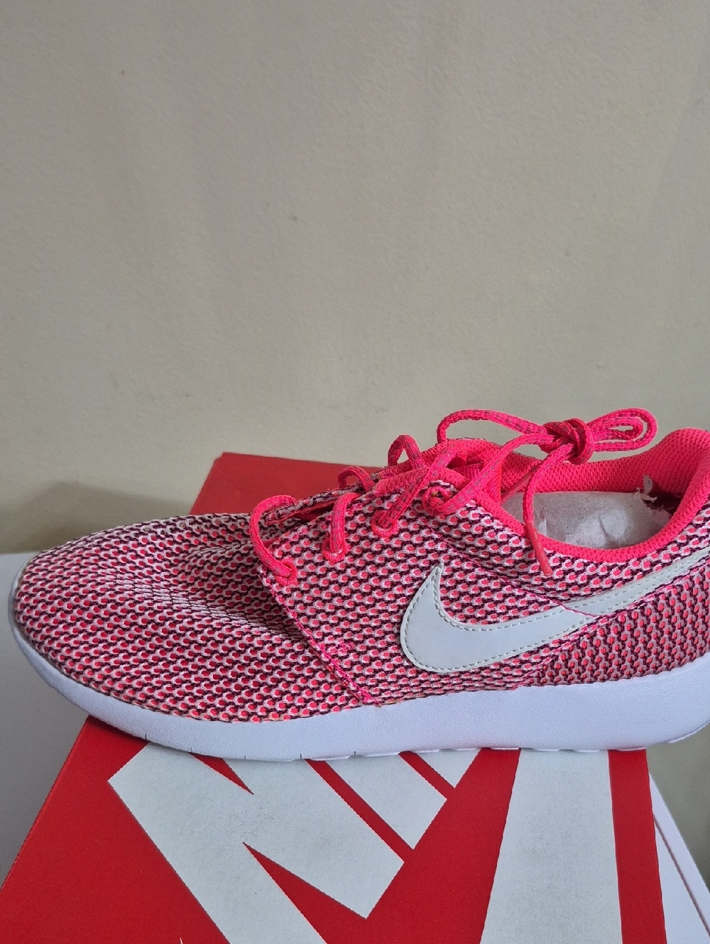 Nike Pink and White Mesh Trainer